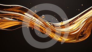 Oil gold smooth waves of liquid abstract background. Bright honey pattern.