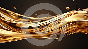 Oil gold smooth waves of liquid abstract background. Bright honey pattern.