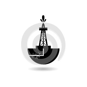 Oil gushing from the tower icon with shadow