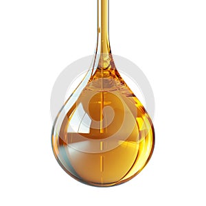 Oil, honey, olive oil which delicate beauty of a single drop of transparent golden water floating in mid-air with Clipping path.