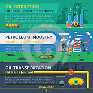 Oil industry banner set