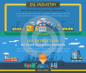 Oil industry banner set