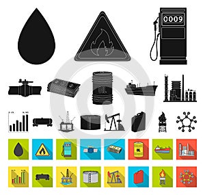 Oil industry black,flat icons in set collection for design. Equipment and oil production vector symbol stock web