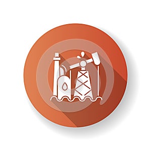 Oil industry brown flat design long shadow glyph icon