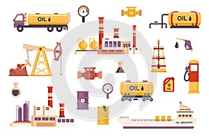 Oil industry bundle of flat scenes.