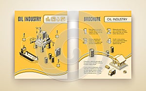 Oil industry company brochure vector template