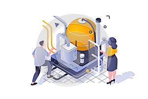 Oil Industry concept in 3d isometric design. Vector illustration