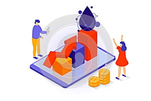Oil industry concept in 3d isometric design. Vector illustration
