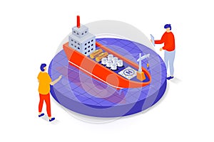 Oil industry concept in 3d isometric design. Vector illustration