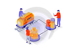 Oil industry concept in 3d isometric design. Vector illustration