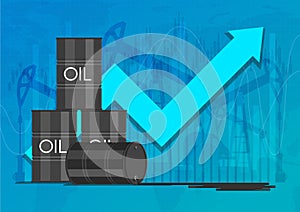 Oil industry concept. Raising prices chart. Financial markets vector illustration