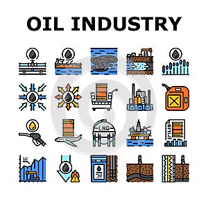 oil industry factory gas plant icons set vector