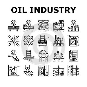 oil industry factory gas plant icons set vector