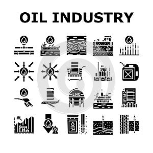 oil industry factory gas plant icons set vector