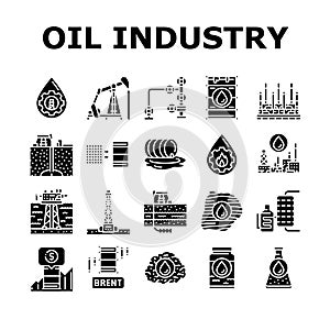 oil industry factory plant icons set vector