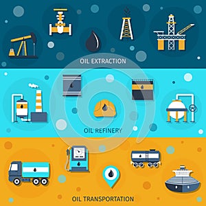 Oil Industry Flat Banners
