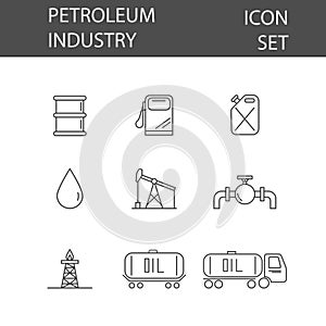 Oil industry flat icon. Vector isolated collection.