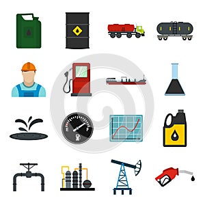 Oil industry flat icons set