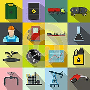 Oil industry flat icons set