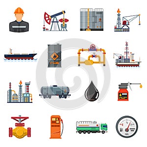 Oil industry Flat Icons Set