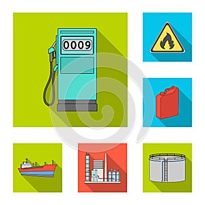 Oil industry flat icons in set collection for design. Equipment and oil production vector symbol stock web illustration.