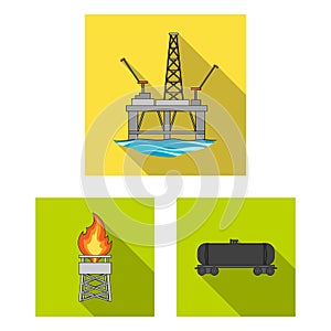 Oil industry flat icons in set collection for design. Equipment and oil production vector symbol stock web illustration.