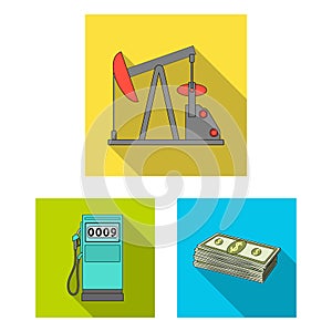 Oil industry flat icons in set collection for design. Equipment and oil production vector symbol stock web illustration.