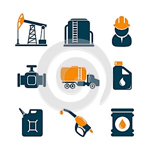 Oil industry gasoline processing icons