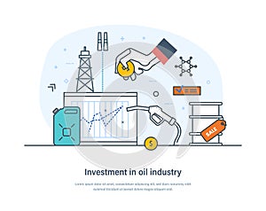 Oil industry investment, trading on stock exchange. Investments in the oil sectors
