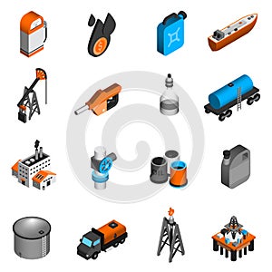 Oil Industry Isometric Icons