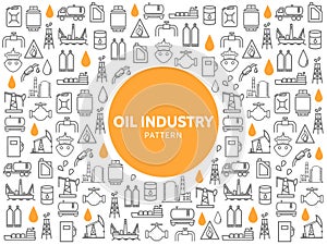 Oil Industry Line Icons Pattern