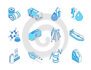 Oil industry - modern line isometric icons set photo