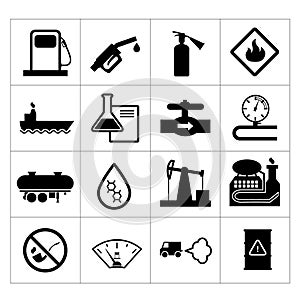 Oil industry and petroleum icons set