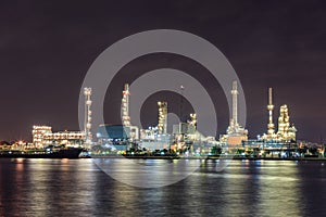 Oil industry river night light