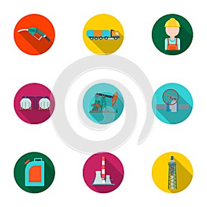 Oil industry set icons in flat style. Big collection of oil industry vector symbol