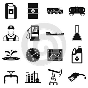 Oil industry simple icons set