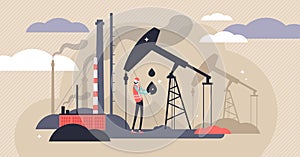 Oil industry vector illustration. Flat tiny fuel mining persons concept.