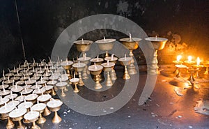 Oil lamps at Tihar Deepawali festival and Newari New Year in Kathmandy