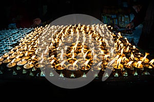 Oil lamps at Tihar Deepawali festival and Newari New Year in Kathmandy