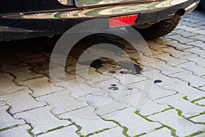 Oil leaking from an old car