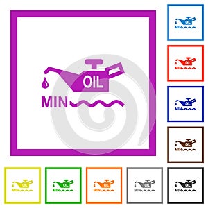 Oil level minimum indicator flat framed icons photo