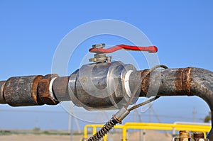 The oil line equipped with valve