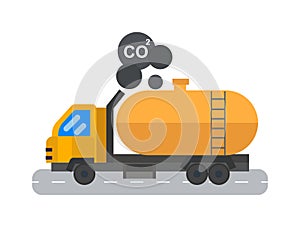 Oil logistic petroleum transportation tank car vector illustration.