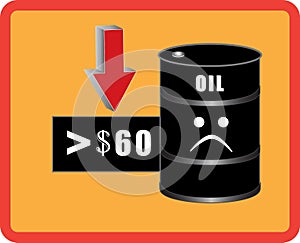 Oil loss of price or falling price oil illustration