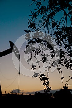 Oil machine is digging fuel on the street of Los Angels, America. In California, there is still oil resources from the underground