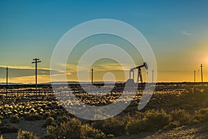 Oil Machine at Patagonian Landscape, Santa Cruz ,Argentina