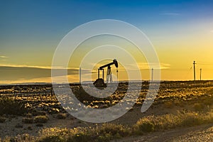 Oil Machine at Patagonian Landscape, Santa Cruz ,Argentina