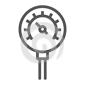 Oil manometer line icon, control and meter, pressure gage sign, vector graphics, a linear pattern on a white background.