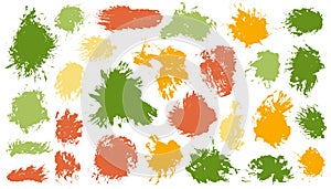 Oil muddy daub vector collection. Hand drawn smudge blotch sumie elements.