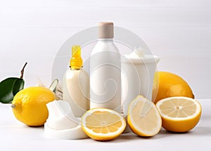 organic treatment lemon oil lime body spa skincare natural bottle. Generative AI.